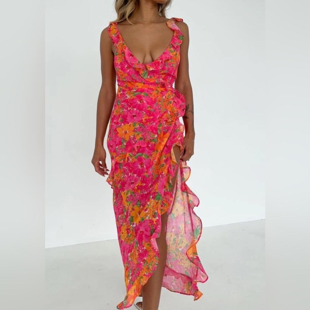Rumored Pink Floral Maxi Dress
